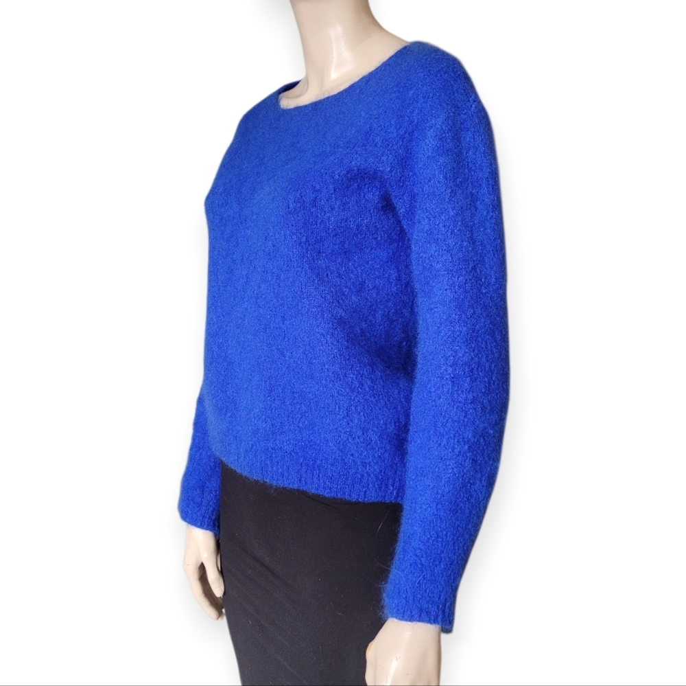 Made In Italy Mohair Wool Blend Electric Blue Crewneck Sweater Medium